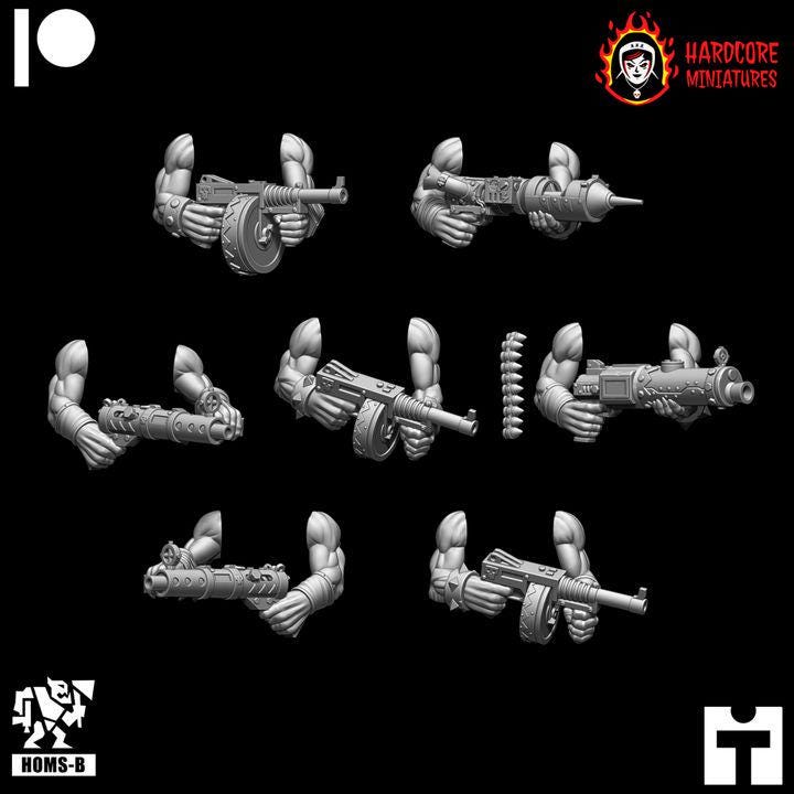 Modular Space Ork Arms & Weapons Add-On Pack | 40-Piece Upgrade Set | Hardcore Miniatures | 32mm