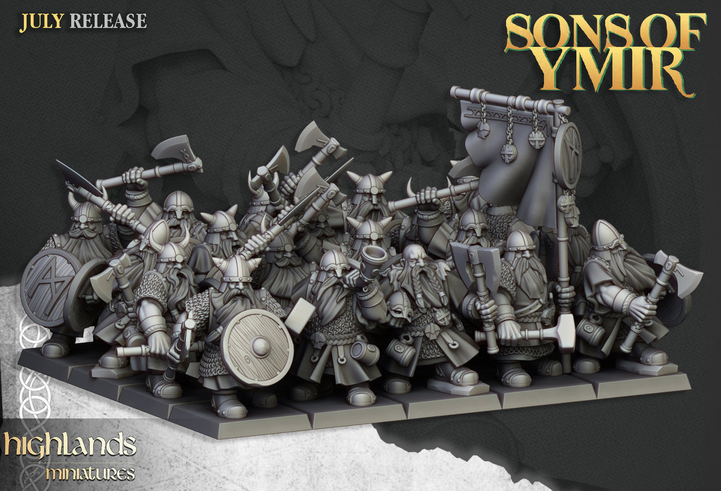 Dwarf Warriors with Axes & Shields | Sons of Ymir | Highland Miniatures
