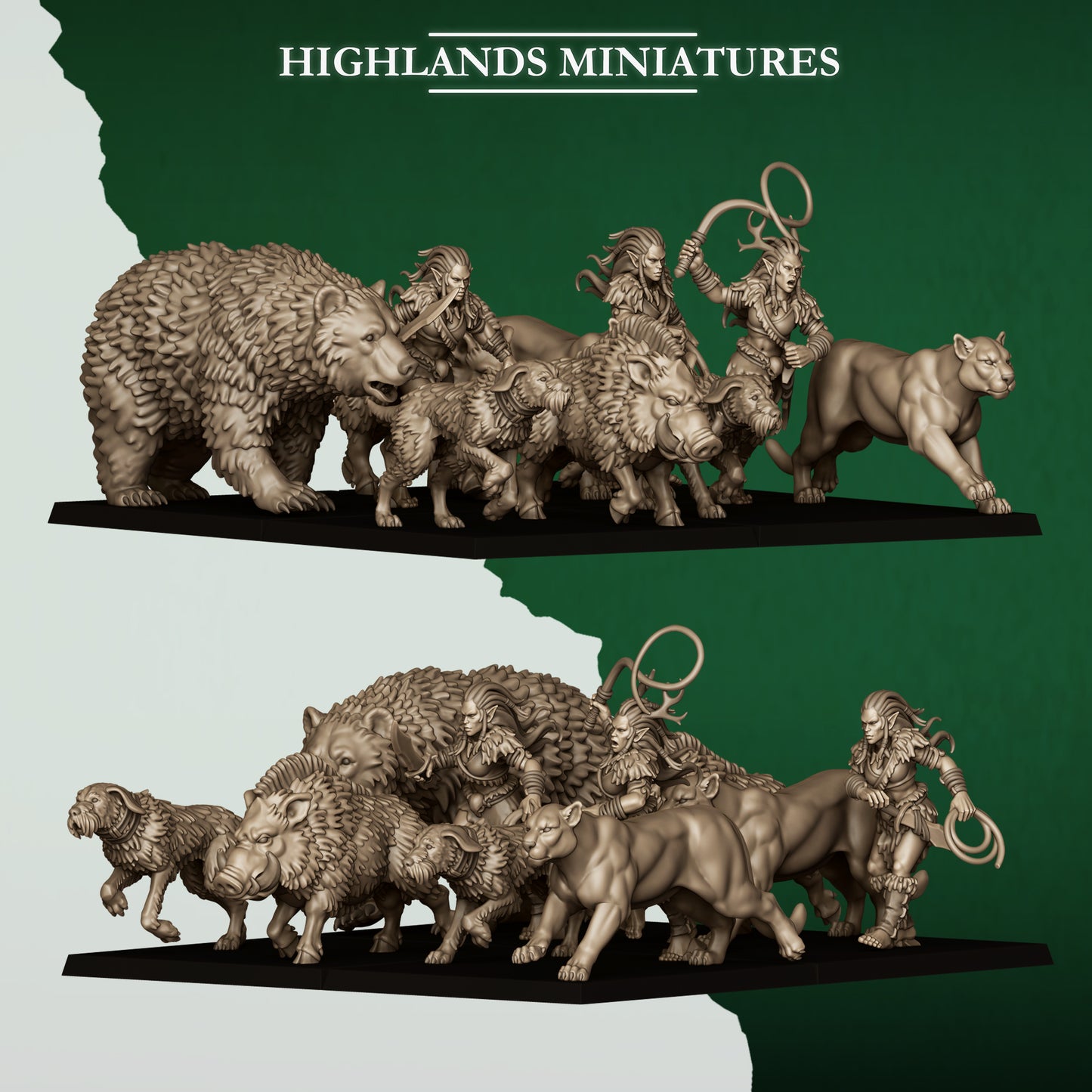 Feral Elves Beastmasters & Feral Animals | Feral Elves Army Collection | Highland Miniatures