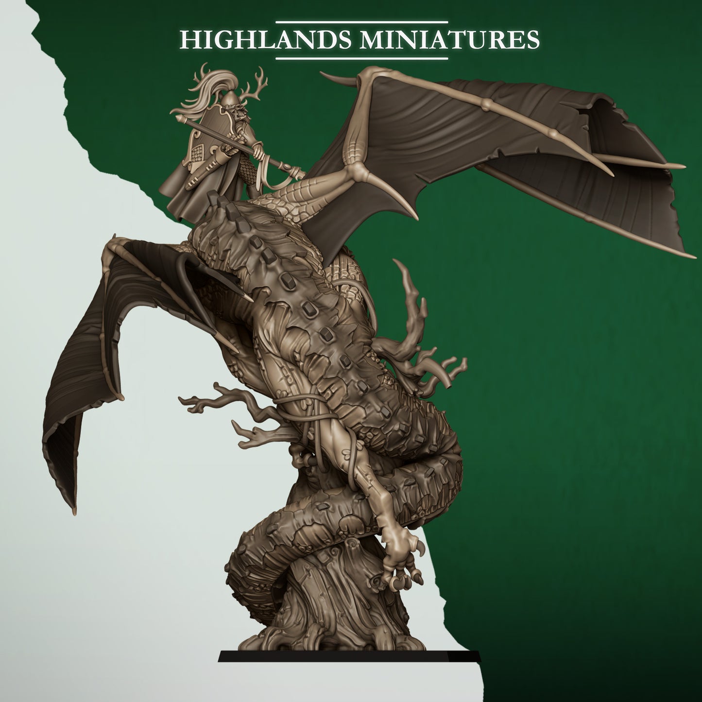 Feral Elves Lord on Dragon | Feral Elves Army Collection | Highland Miniatures