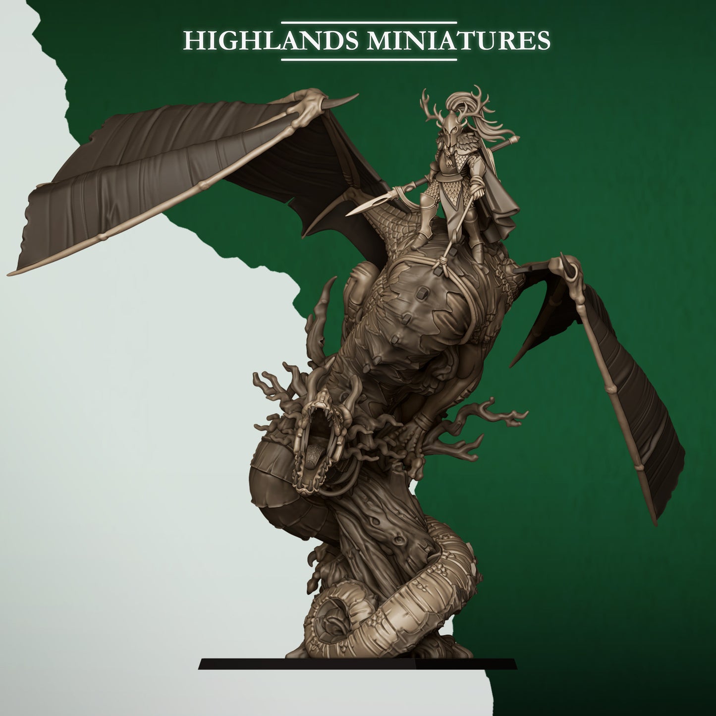 Feral Elves Lord on Dragon | Feral Elves Army Collection | Highland Miniatures