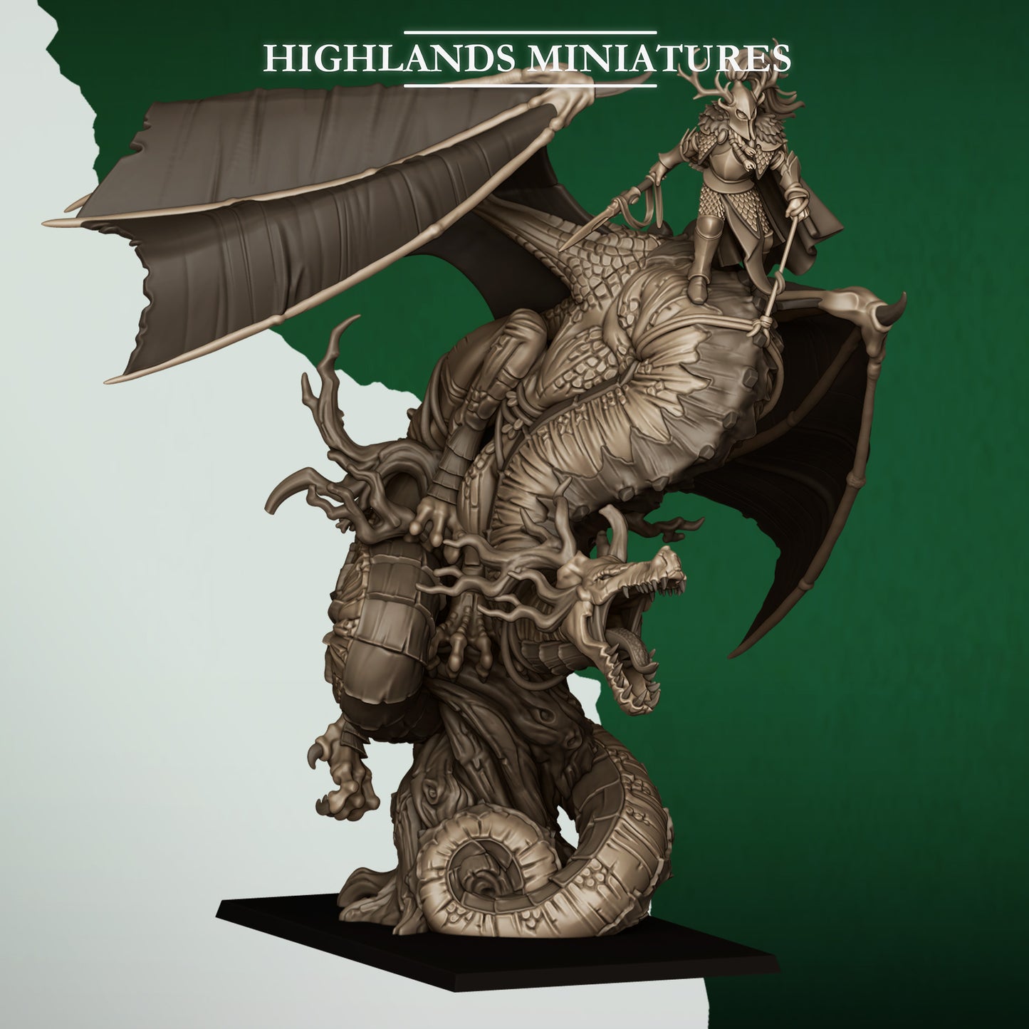 Feral Elves Lord on Dragon | Feral Elves Army Collection | Highland Miniatures