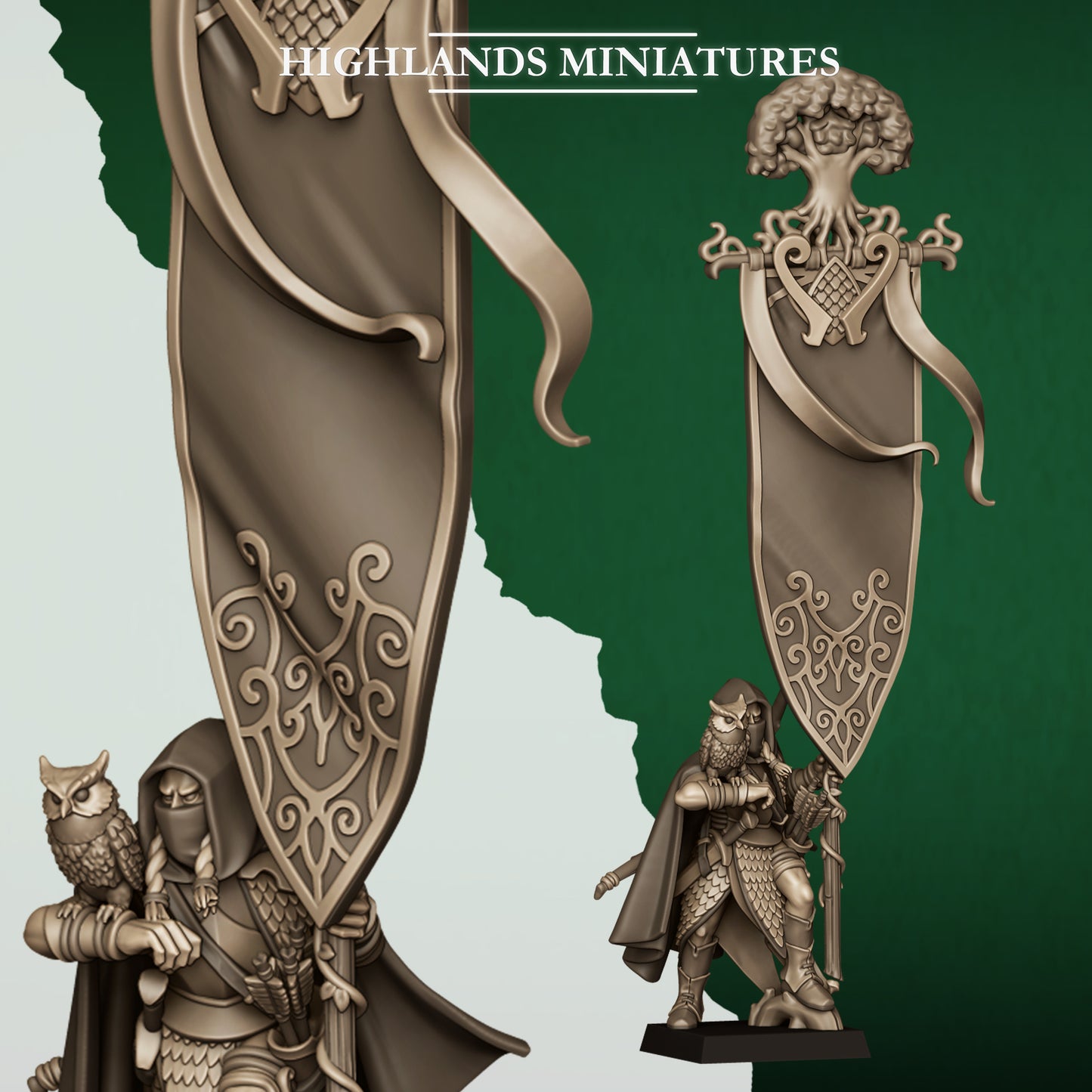 Feral Elves Battle Standard Bearer | Feral Elves Army Collection | Highland Miniatures