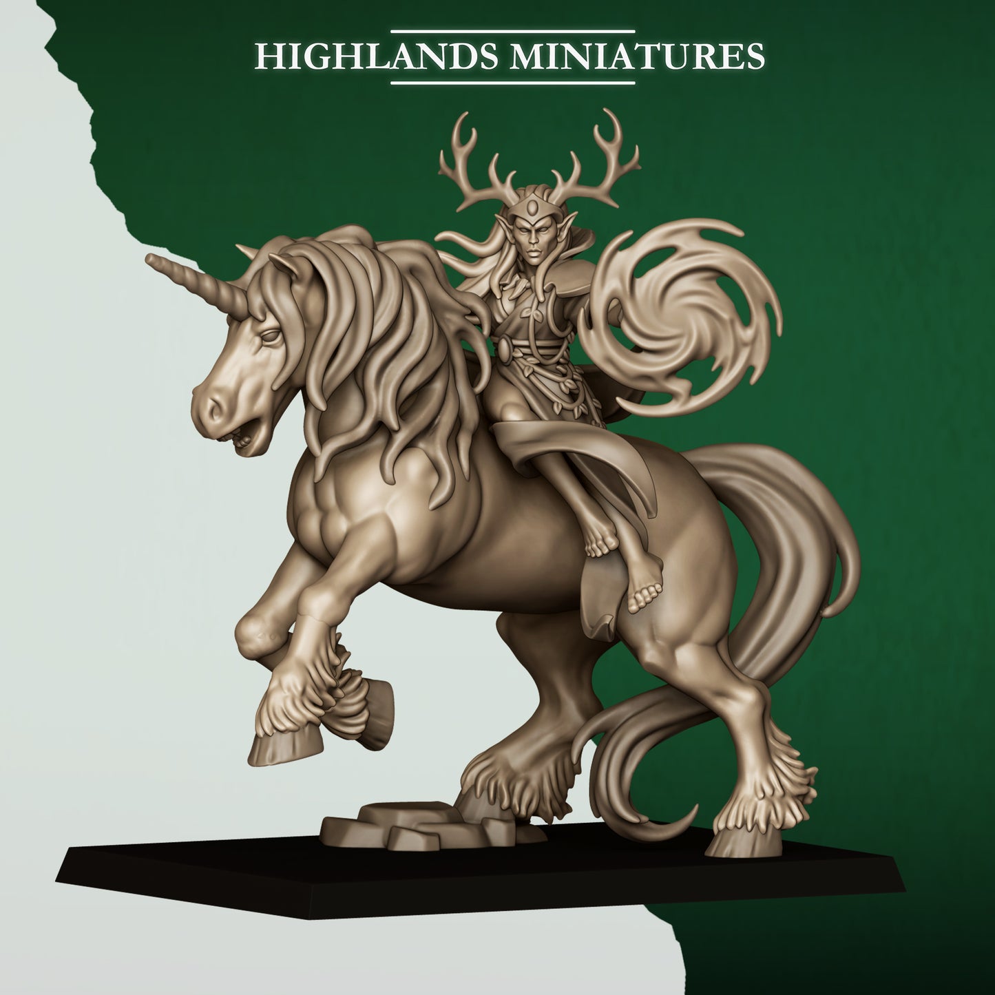 Feral Elves Druid on Unicorn | Feral Elves Army Collection | Highland Miniatures
