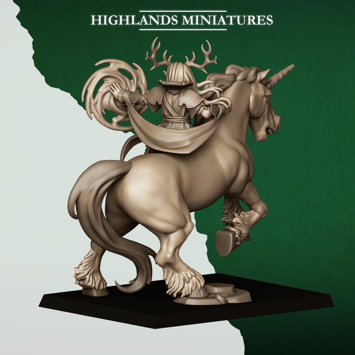 Feral Elves Druid on Unicorn | Feral Elves Army Collection | Highland Miniatures