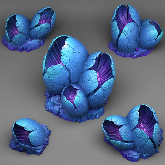 Hatched Alien Eggs Scatter Terrain | Fantastic Plants & Rocks | MTG Terrain & Scenery