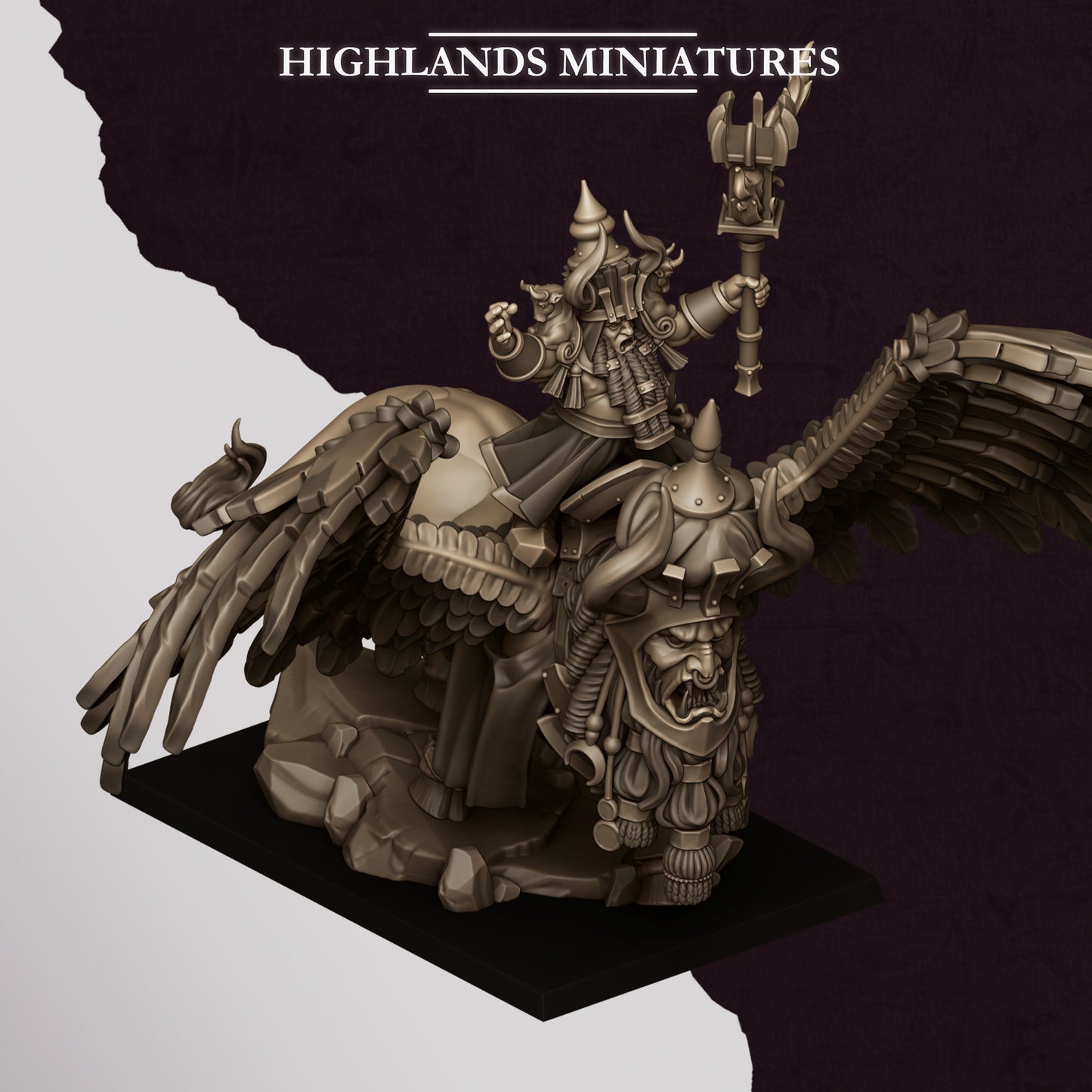 Sons of Marduk Great Sorcerer on Lamassu | Sons of Marduk Army Collection | Highland Miniatures