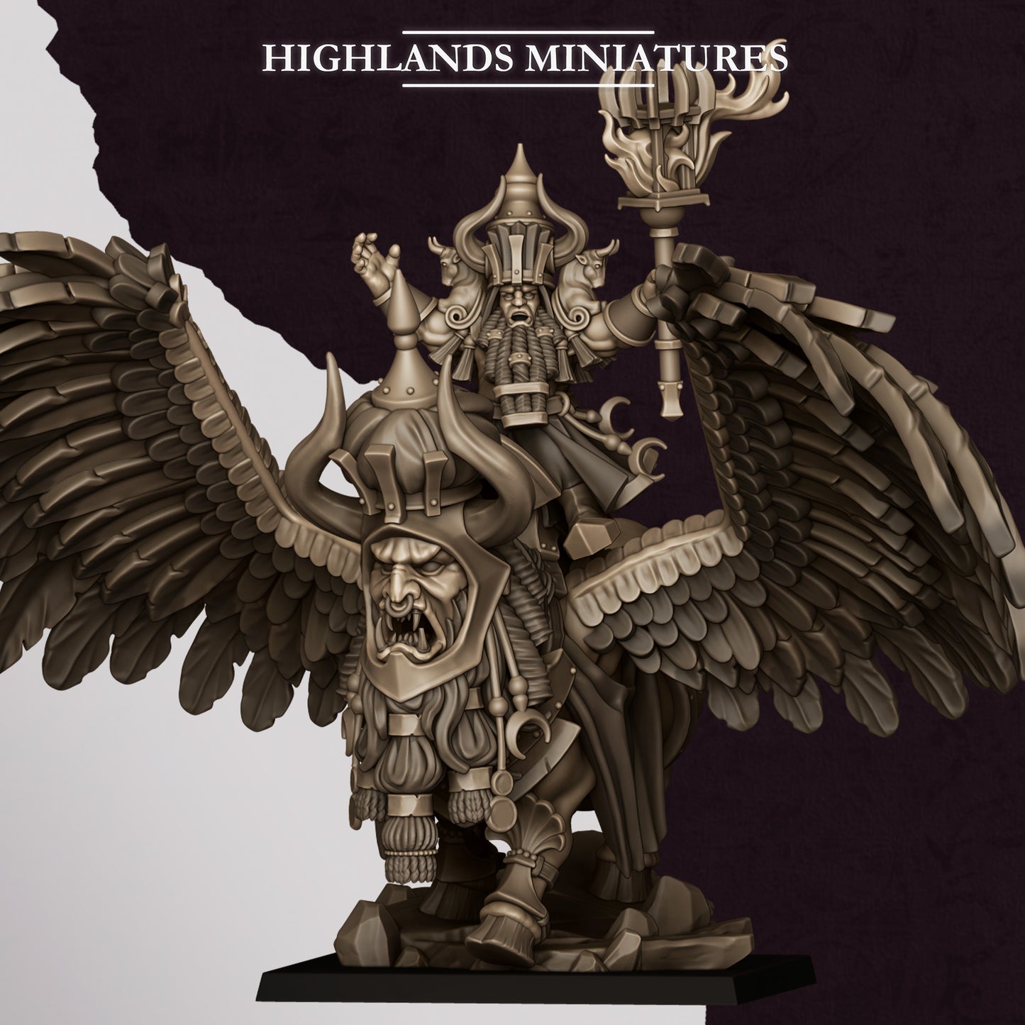 Sons of Marduk Great Sorcerer on Lamassu | Sons of Marduk Army Collection | Highland Miniatures