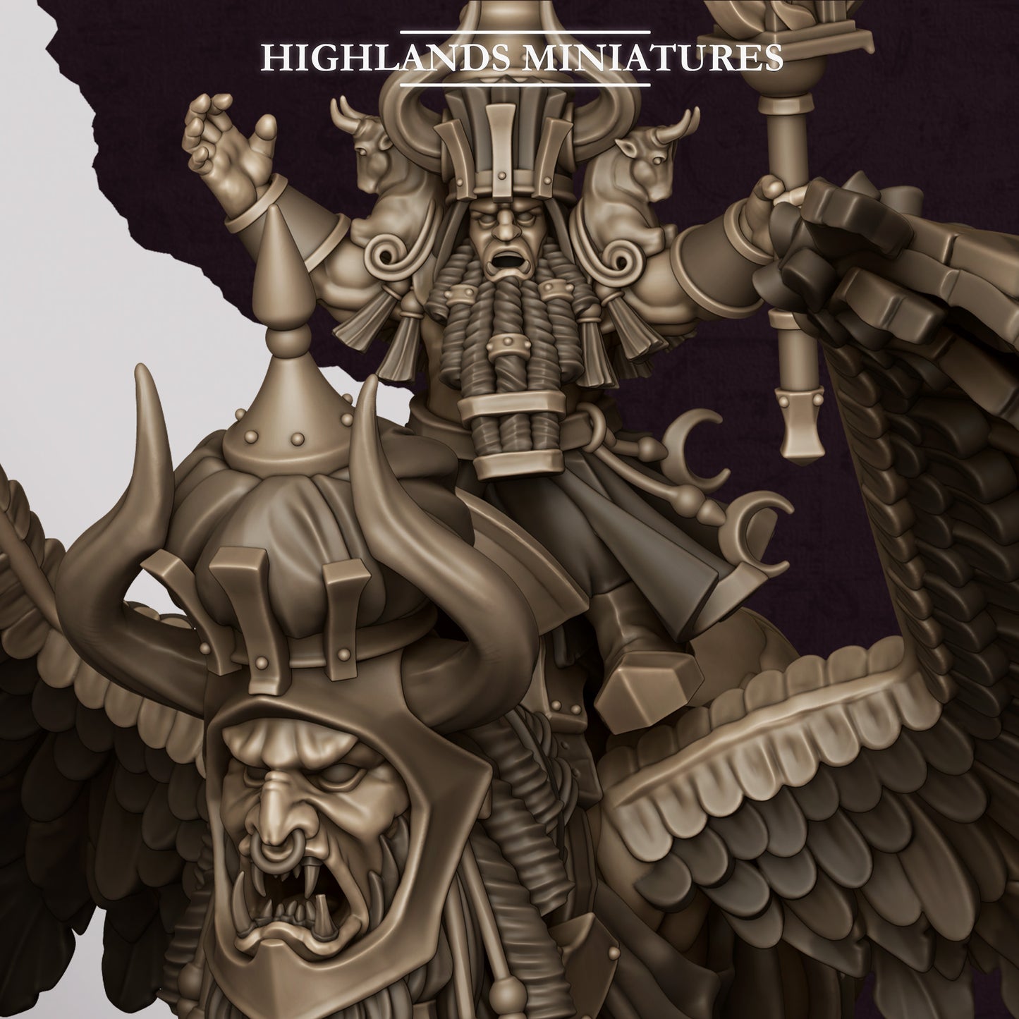 Sons of Marduk Great Sorcerer on Lamassu | Sons of Marduk Army Collection | Highland Miniatures