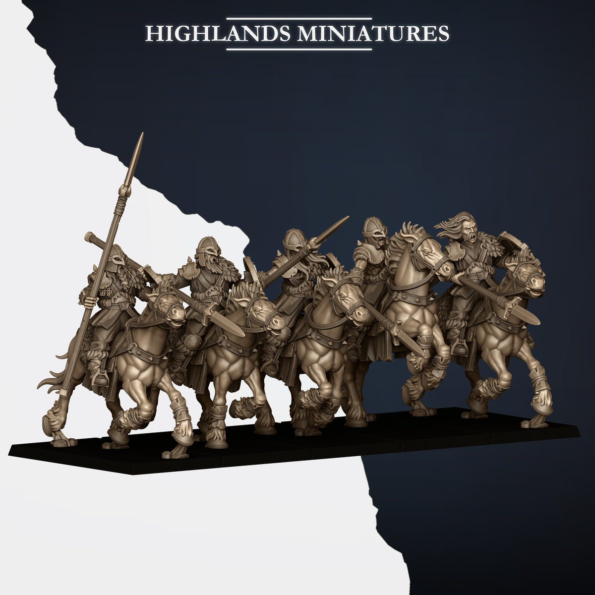 Norse Tribes Mounted Raiders with Spears | Norse Tribes Army Collection | Highland Miniatures