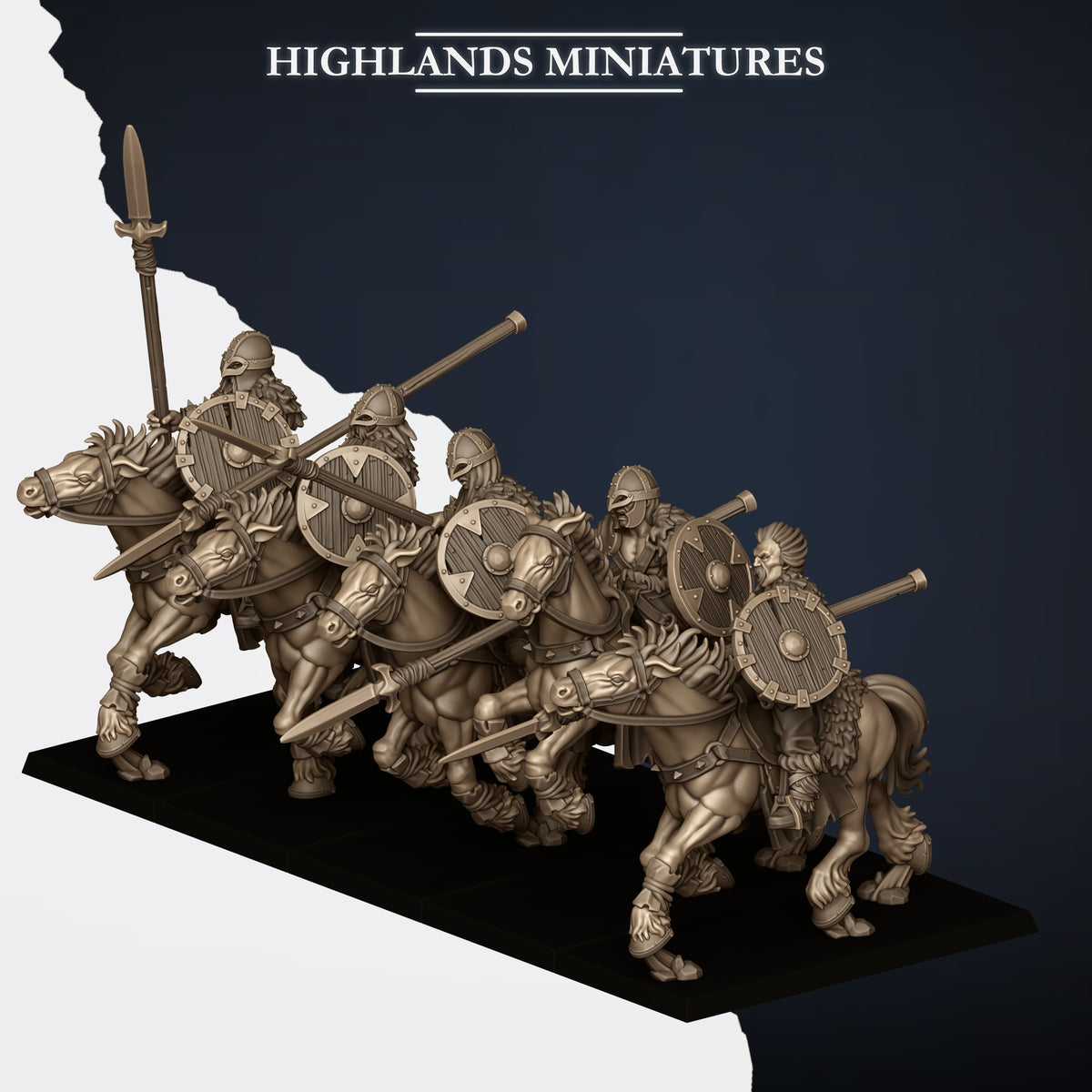 Norse Tribes Mounted Raiders with Spears | Norse Tribes Army Collection | Highland Miniatures