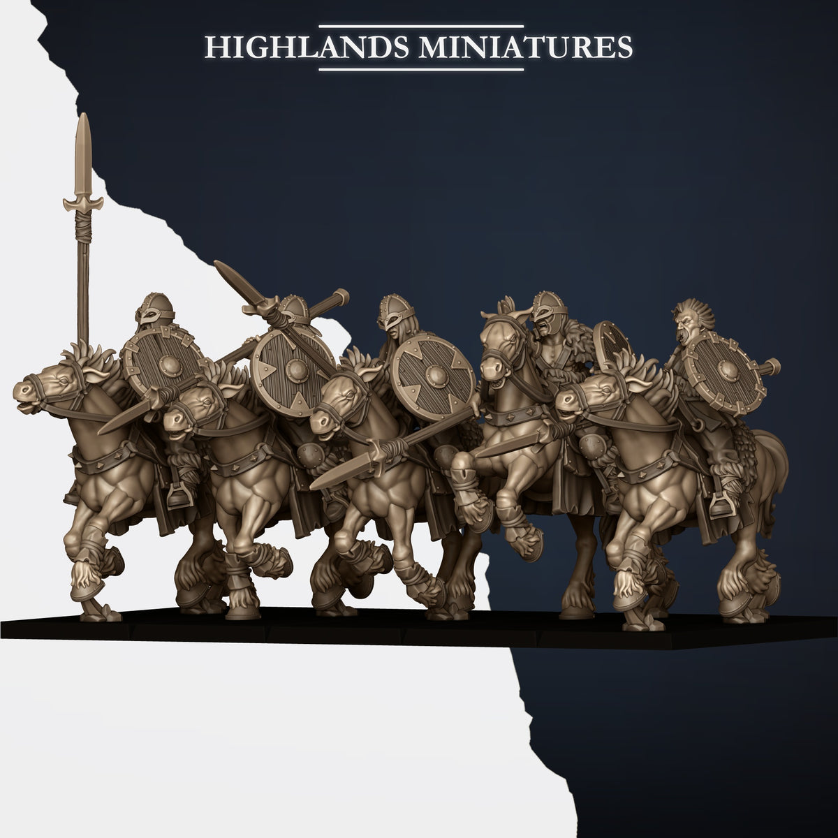 Norse Tribes Mounted Raiders with Spears | Norse Tribes Army Collection | Highland Miniatures