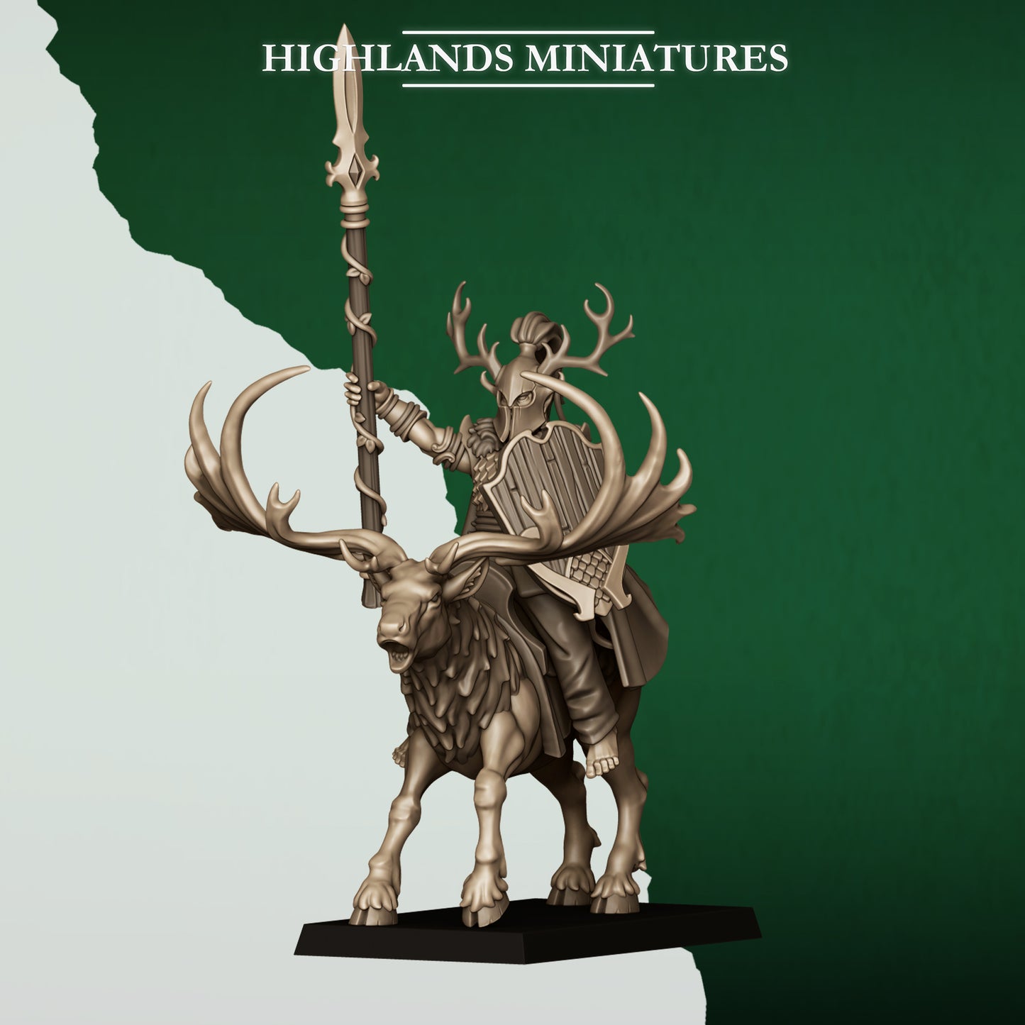 Feral Elves Lord on Stag | Feral Elves Army Collection | Highland Miniatures