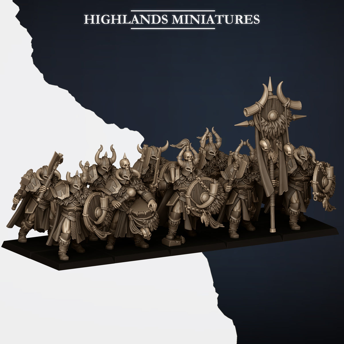 Norse Tribes Huscarls on Foot with Hand Weapons and Shields | Norse Tribes Army Collection | Highland Miniatures