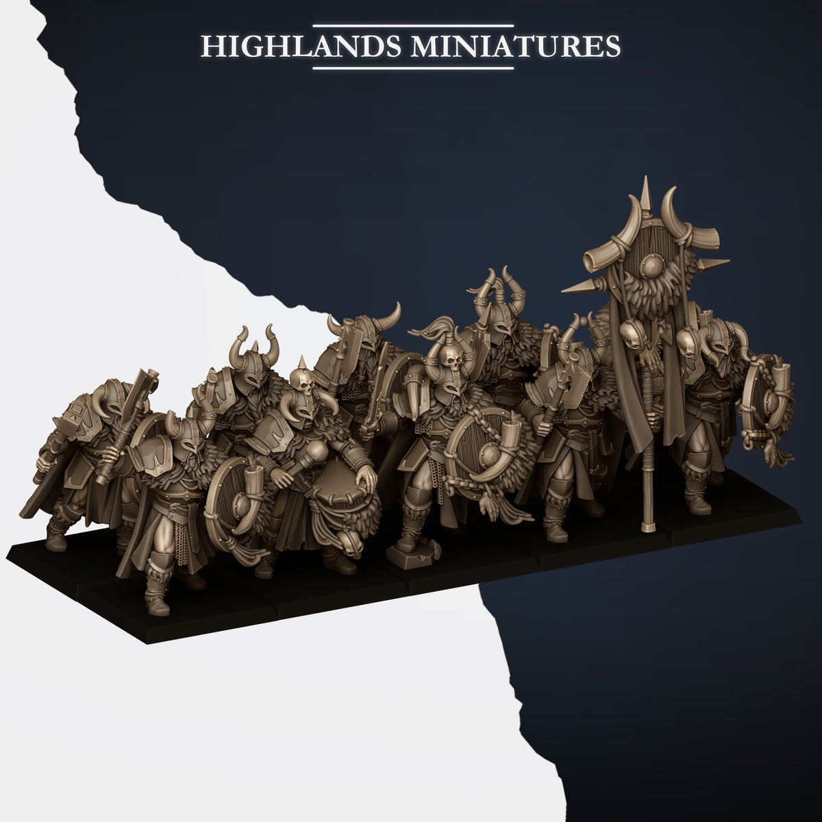 Norse Tribes Huscarls on Foot with Hand Weapons and Shields | Norse Tribes Army Collection | Highland Miniatures