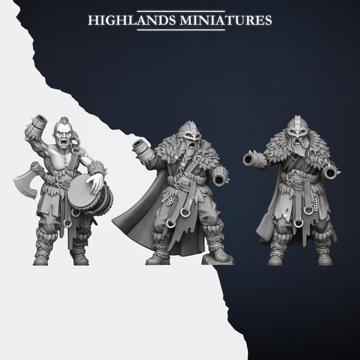 Norse Tribes Norse Raiders with Two-Handed Weapons | Norse Tribes Army Collection | Highland Miniatures