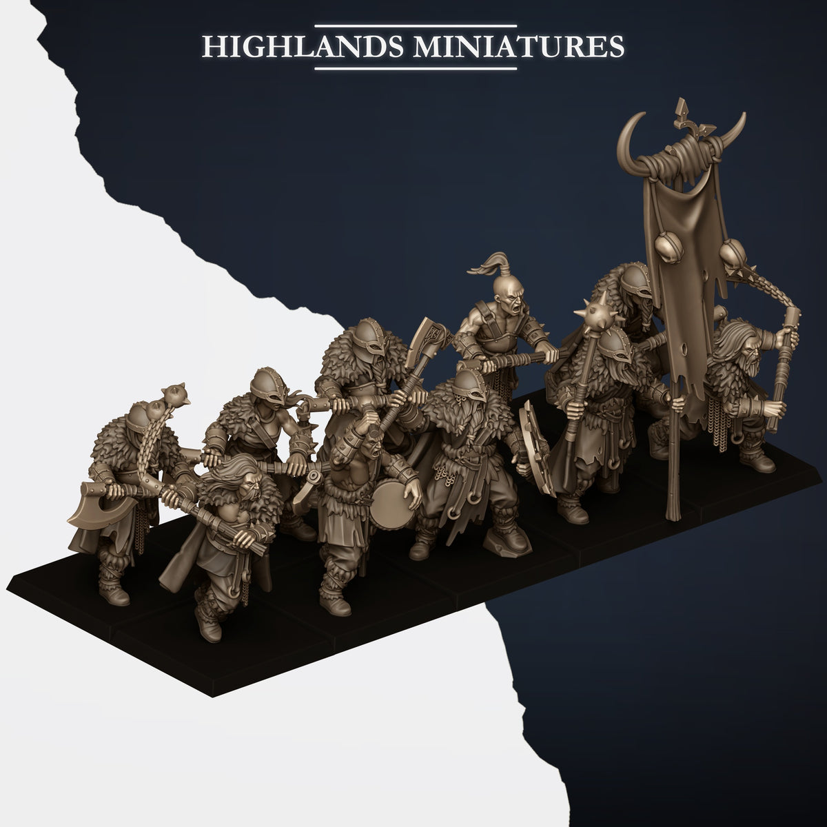 Norse Tribes Norse Raiders with Two-Handed Weapons | Norse Tribes Army Collection | Highland Miniatures