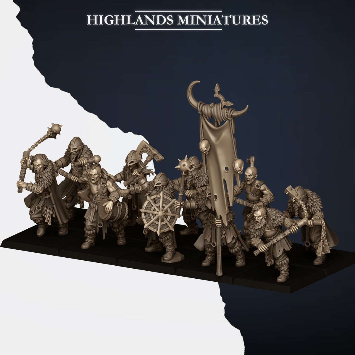 Norse Tribes Norse Raiders with Two-Handed Weapons | Norse Tribes Army Collection | Highland Miniatures