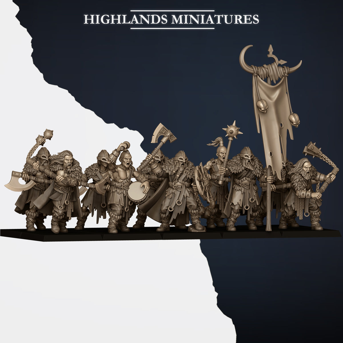 Norse Tribes Norse Raiders with Two-Handed Weapons | Norse Tribes Army Collection | Highland Miniatures