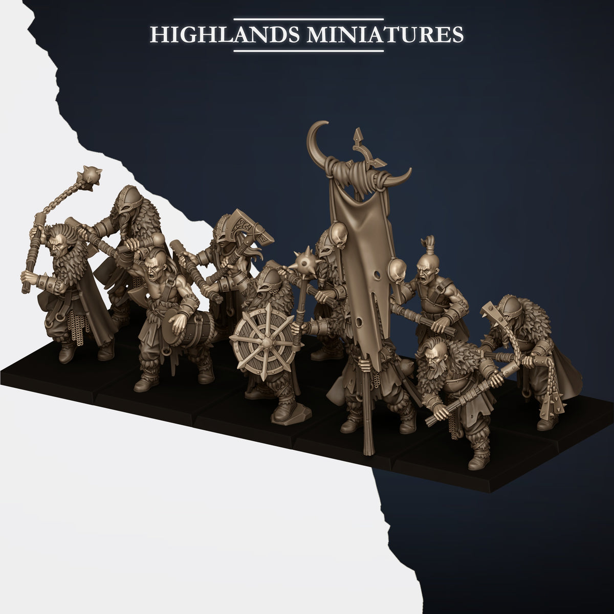 Norse Tribes Norse Raiders with Two-Handed Weapons | Norse Tribes Army Collection | Highland Miniatures
