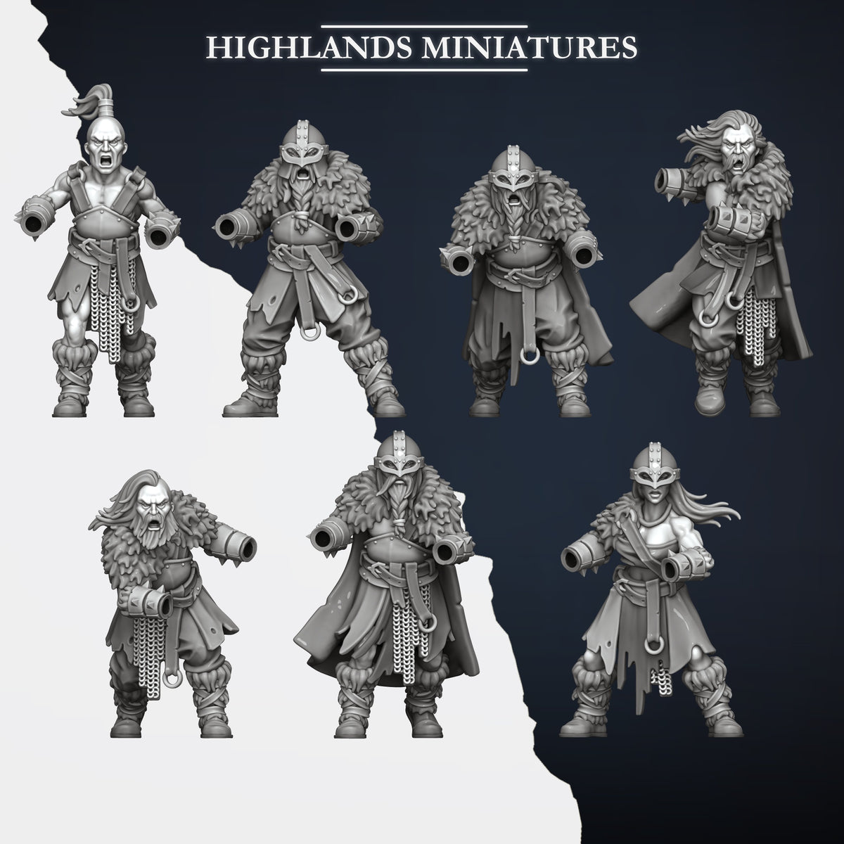 Norse Tribes Norse Raiders with Two-Handed Weapons | Norse Tribes Army Collection | Highland Miniatures