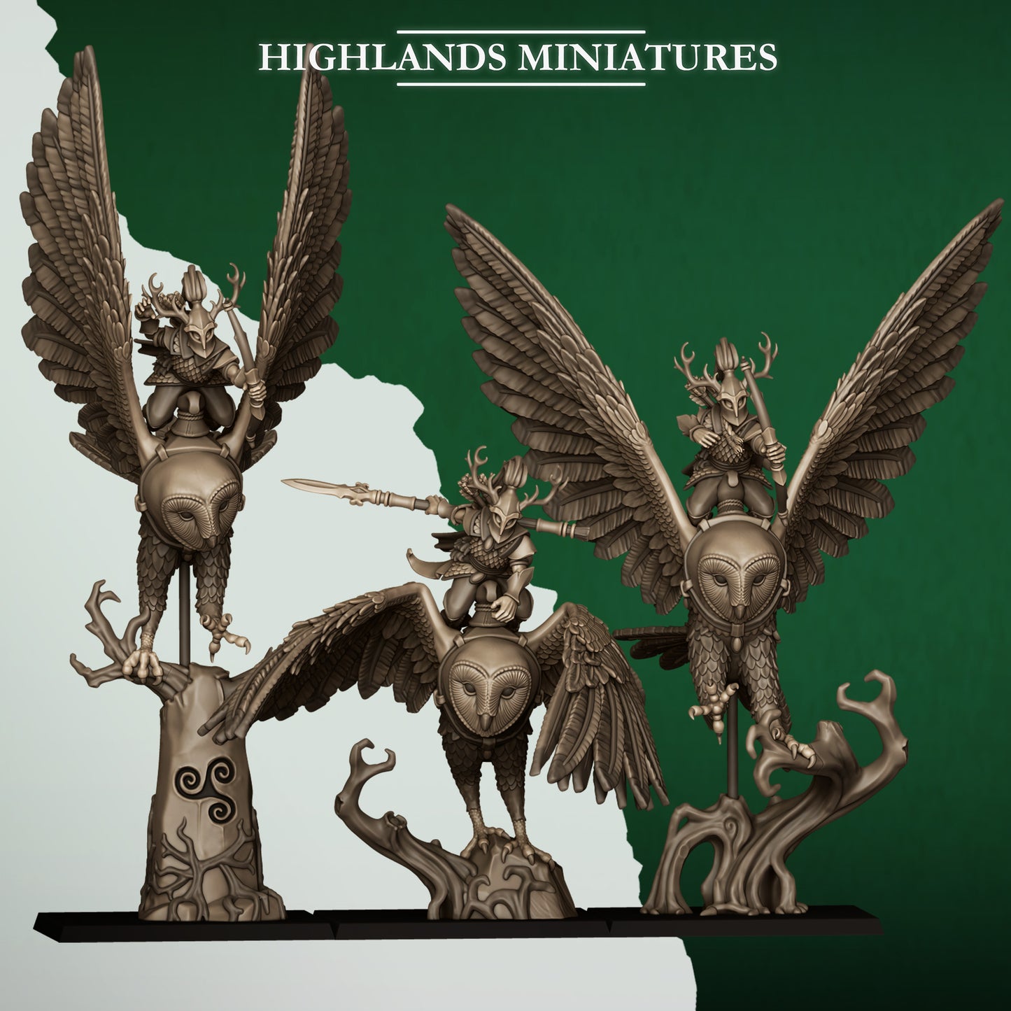Feral Elves Great Owl Riders | Feral Elves Army Collection | Highland Miniatures