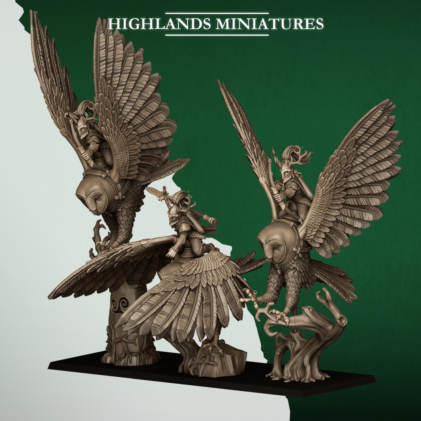 Feral Elves Great Owl Riders | Feral Elves Army Collection | Highland Miniatures