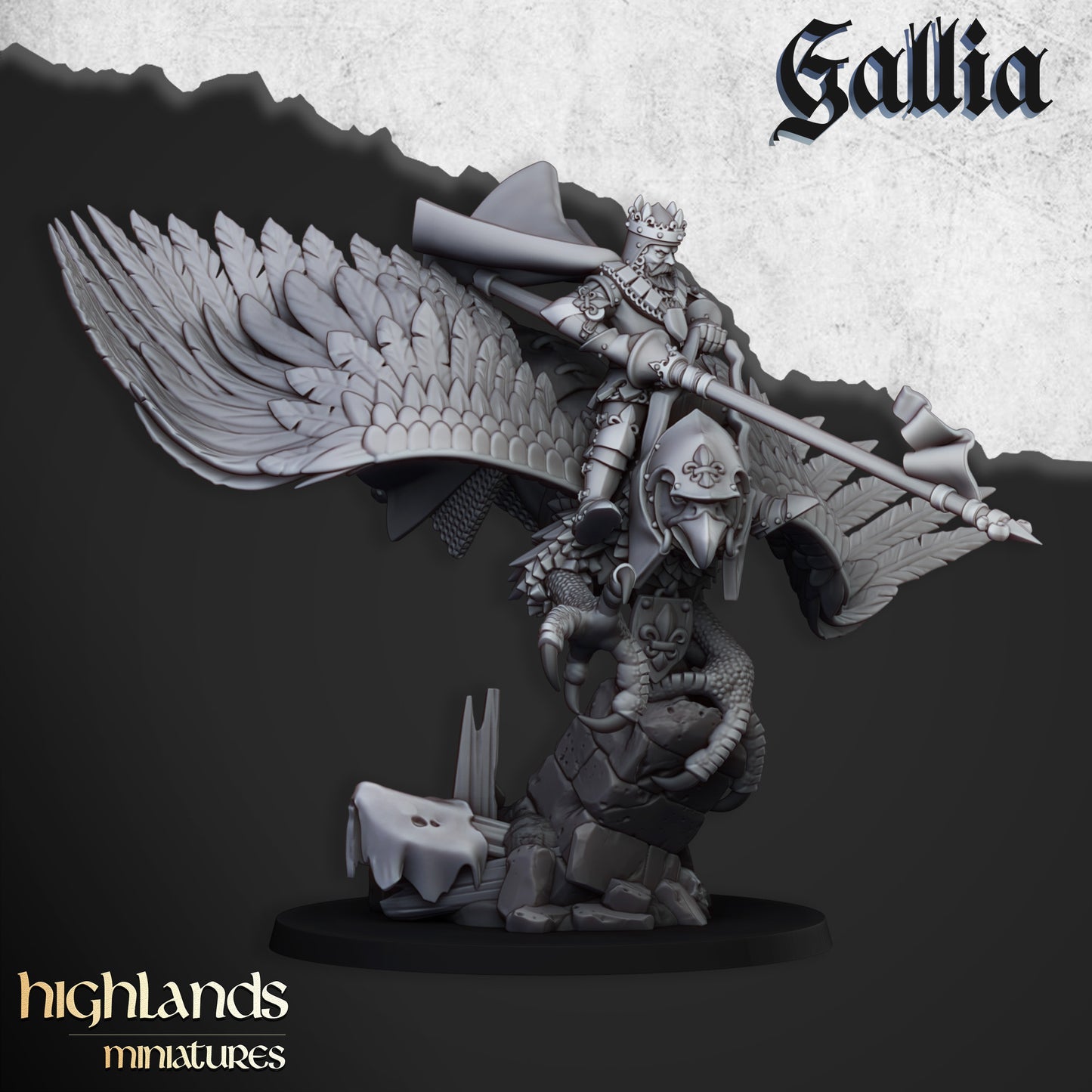 Gallia Lord Robert on Hippogryph | Gallia Army Collection | Highland Miniatures