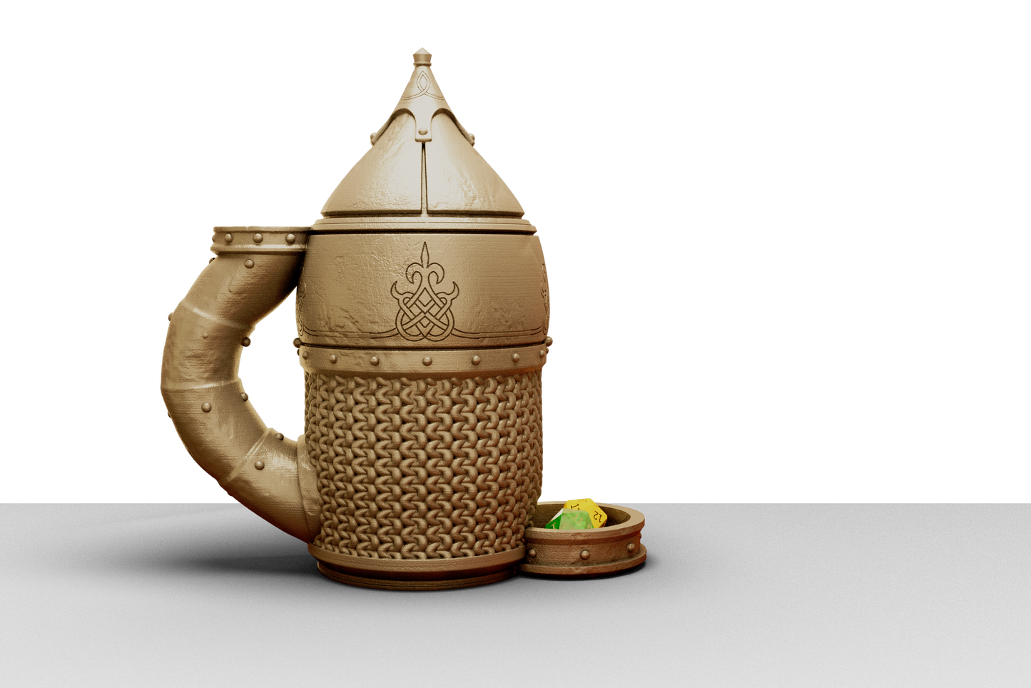 Medieval styled tankard dice towers
