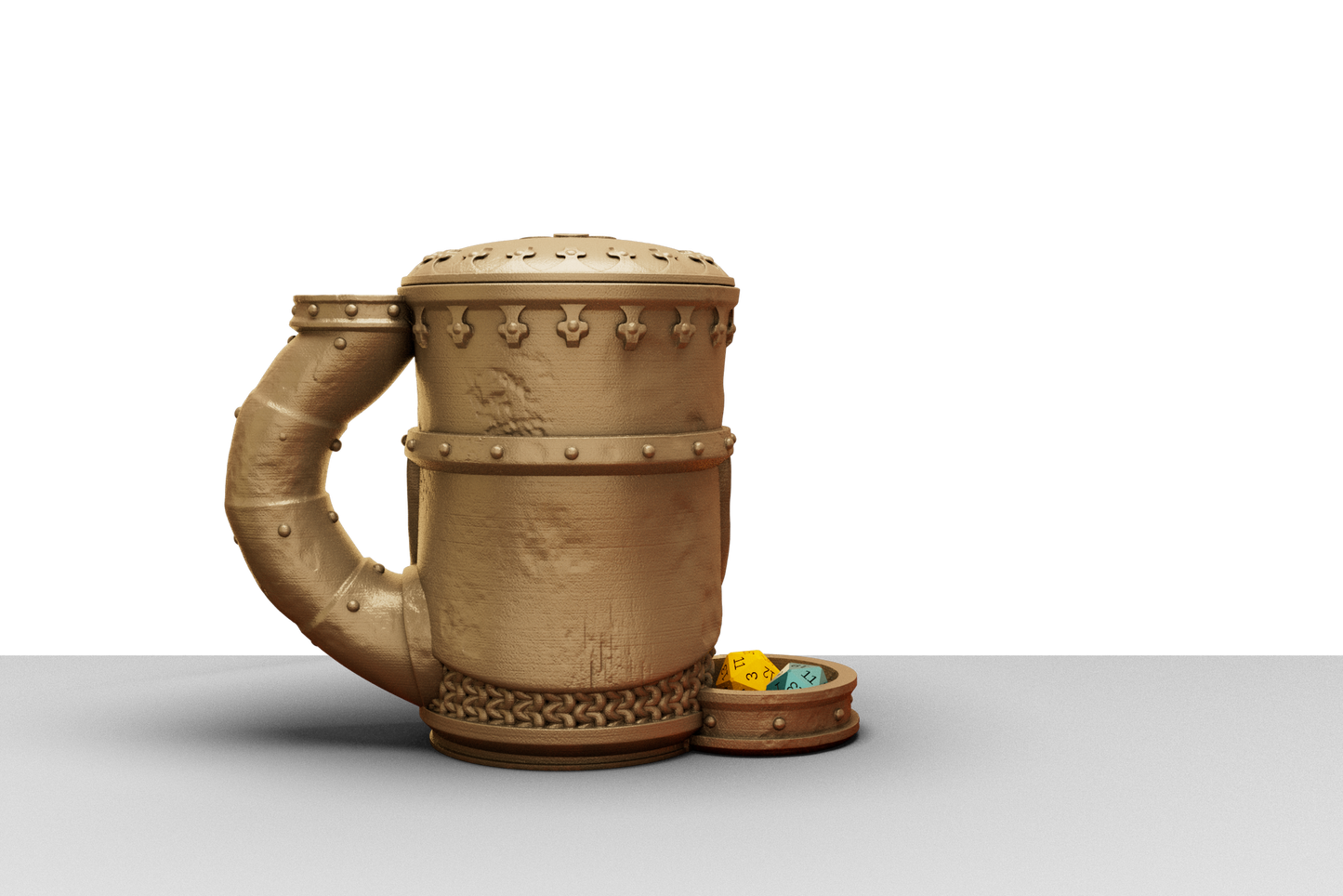 Medieval styled tankard dice towers