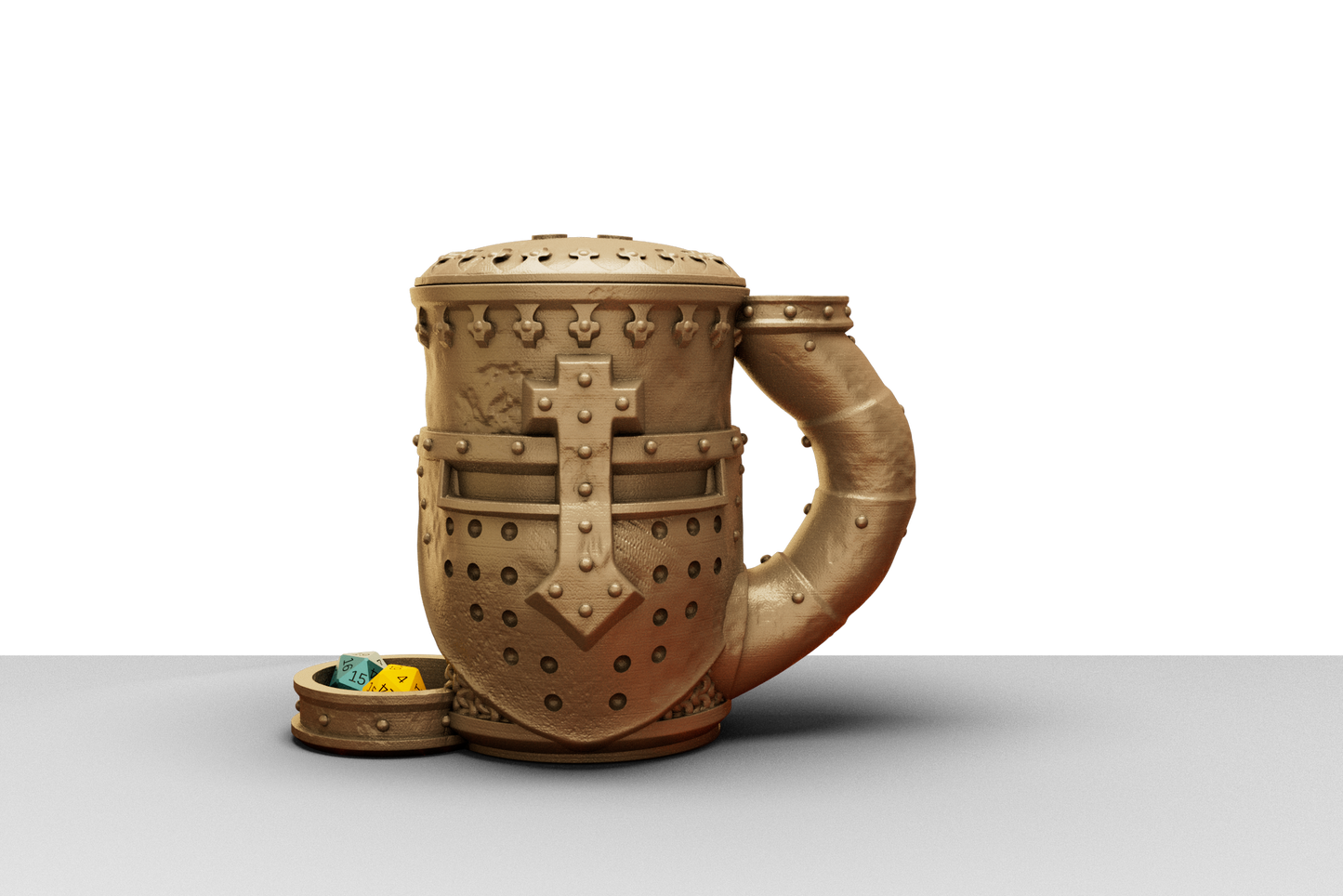 Medieval styled tankard dice towers