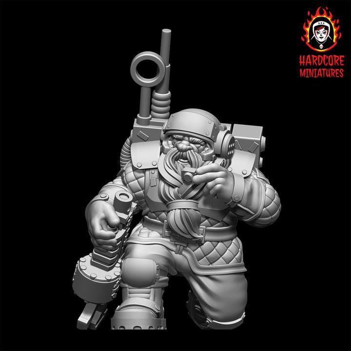 Retro Space Dwarf Veterans Squad | 20 Elite Troopers with Bolters | Hardcore Miniatures