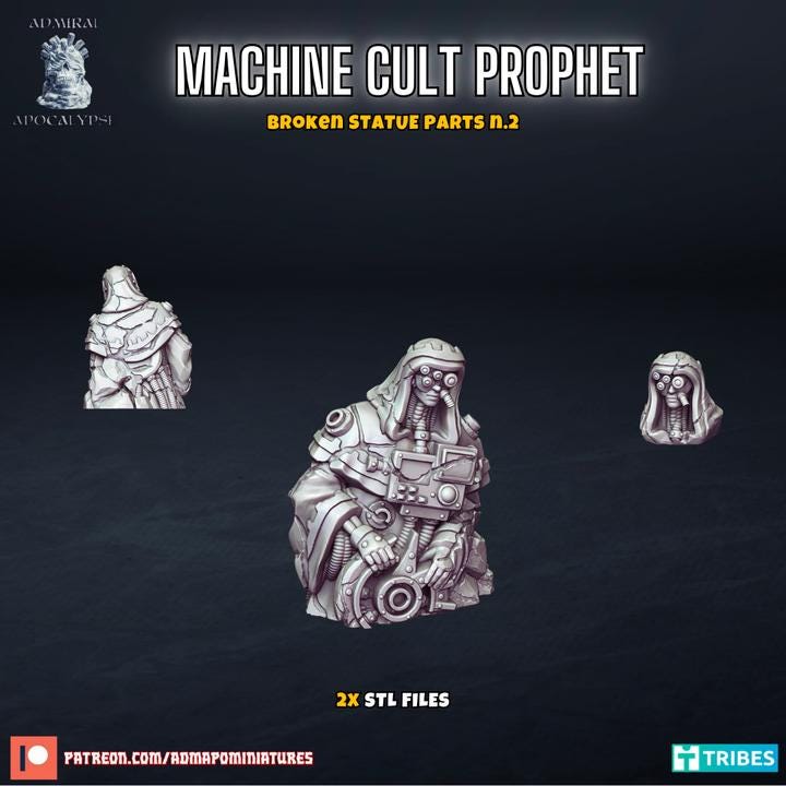 Machine Cult Robot Statues & Sandstorm Effects | Industrial Sci-Fi Scatter & Basing Bits | Admiral Apocalypse