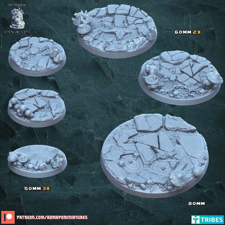 Mushroom Swamp Scenic Bases | Fungal Fantasy Wargaming Bases | Admiral Apocalypse