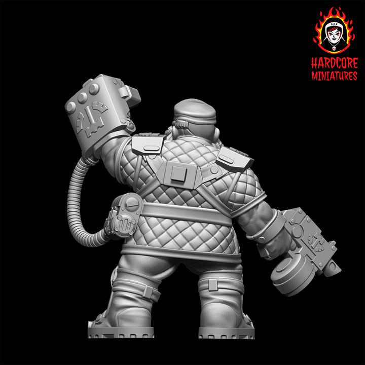 Retro Space Dwarf Veterans Sergeant | Elite Commander Miniature | Hardcore Miniatures