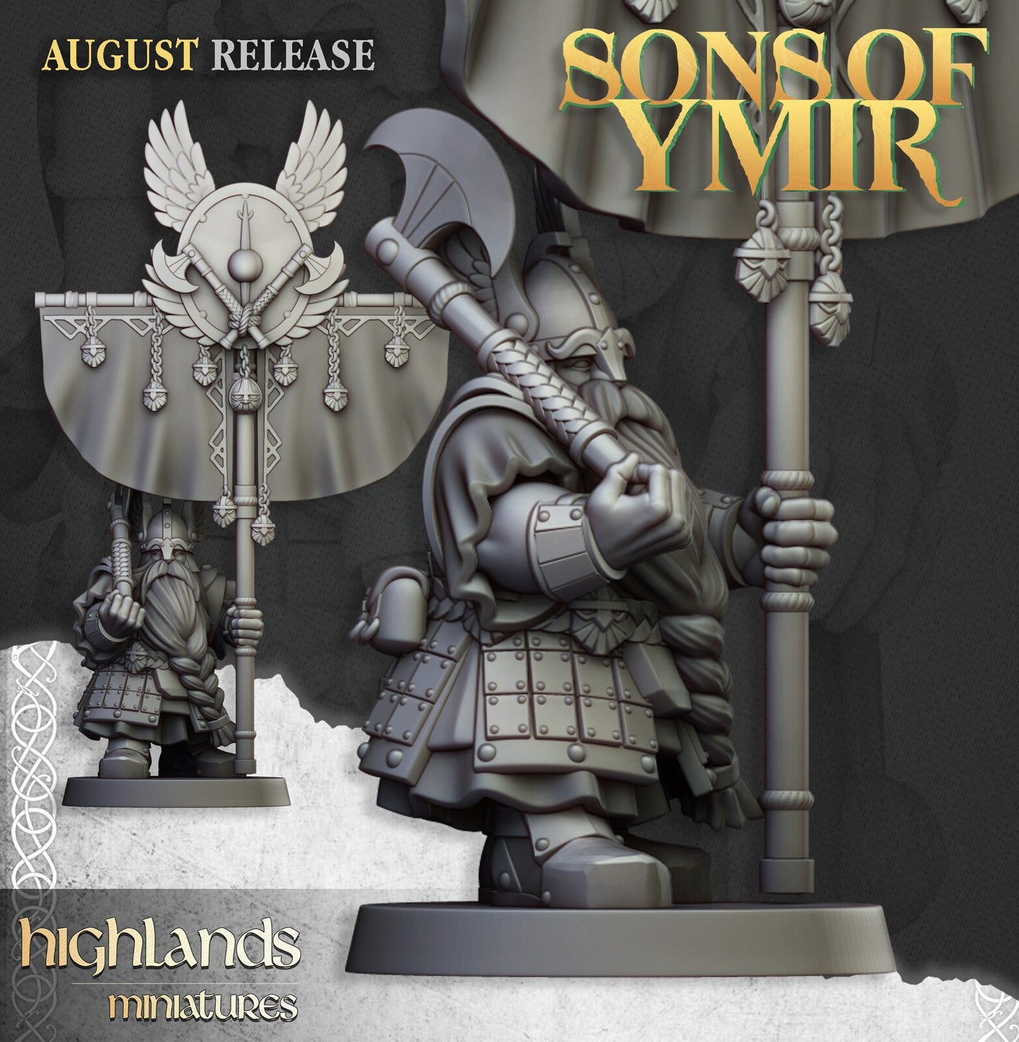 Dwarf Veteran Warriors with Axes & Shields | Sons of Ymir | Highland Miniatures