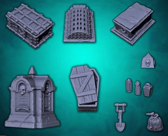 Graveyard Scatter Terrain | Dark Fantasy Wargaming Scenery | Admiral Apocalypse
