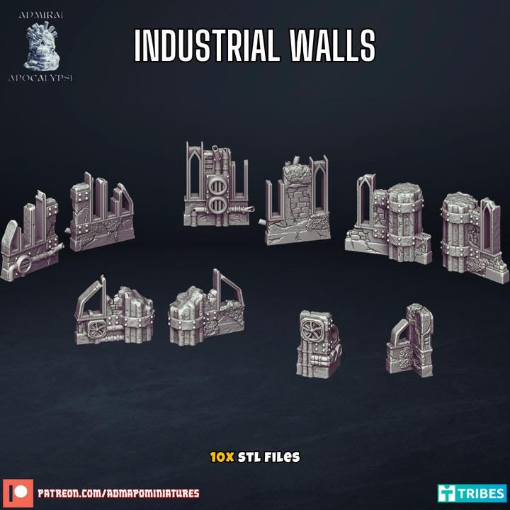 Derelict Industrial Zone Basing Bits & Scatter Terrain | Post-Apocalyptic Sci-Fi Wargaming | Admiral Apocalypse