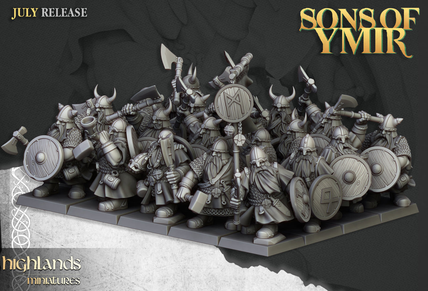 Dwarf Warriors with Axes & Shields | Sons of Ymir | Highland Miniatures