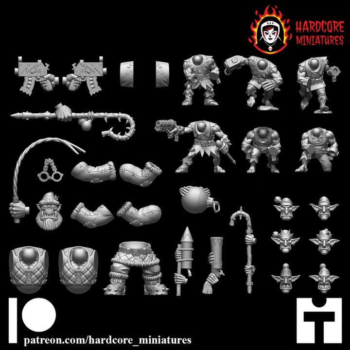 Retro Space Ork Santa & Gobbo Crew | Festive Greenskin Sci-Fi Miniatures | Hardcore Miniatures