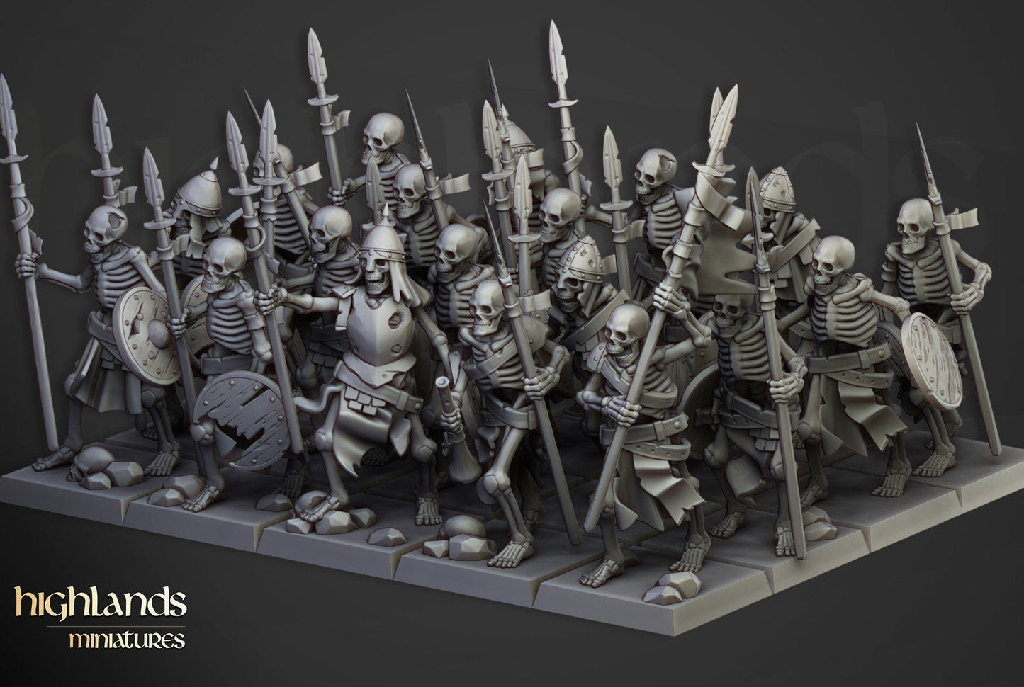 Transilvanya Skeleton Warriors with Spears | Transilvanya Army Collection | Highland Miniatures