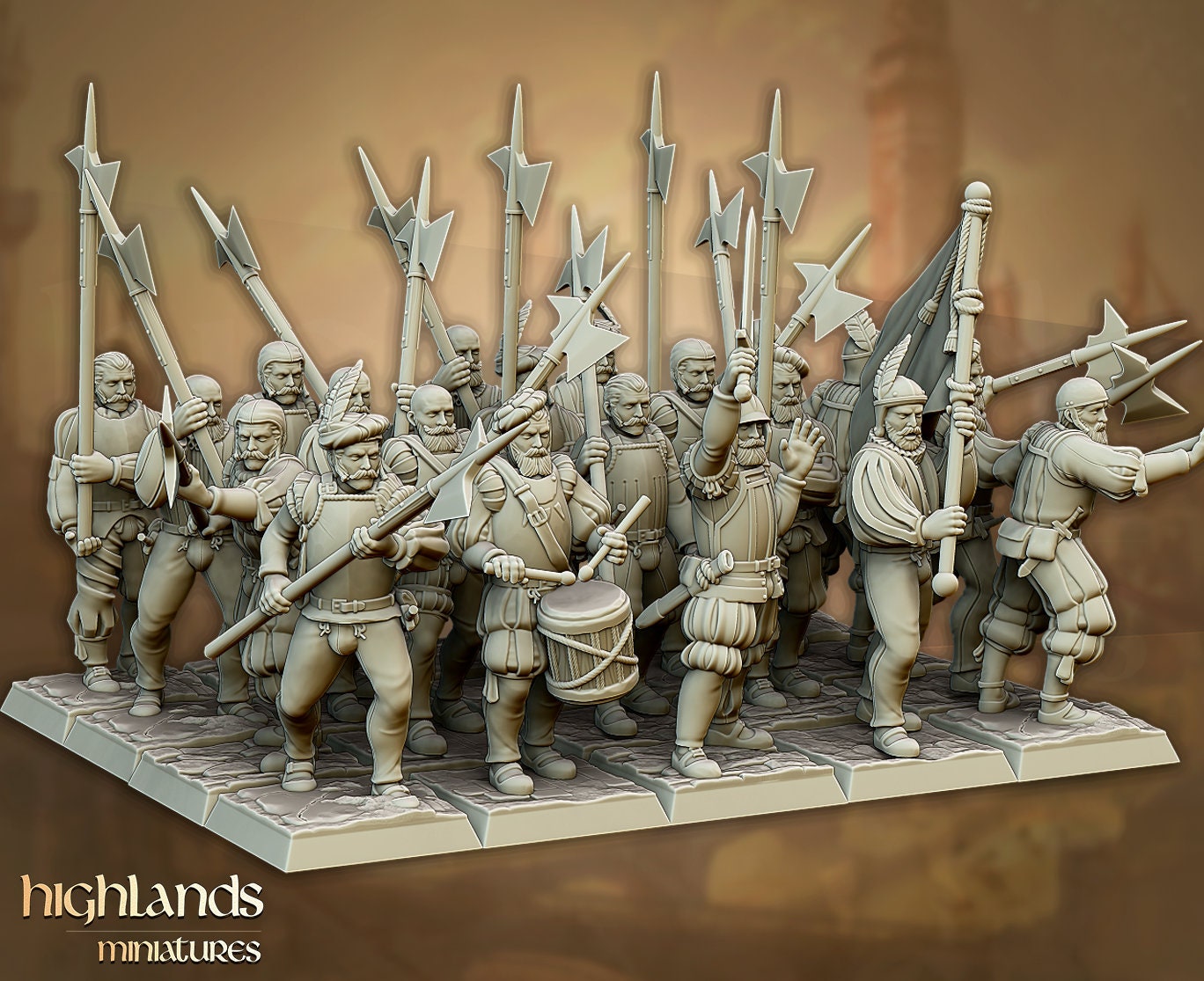 Sunland Infantry with Halberds | Sunland Army Collection | Highland Miniatures