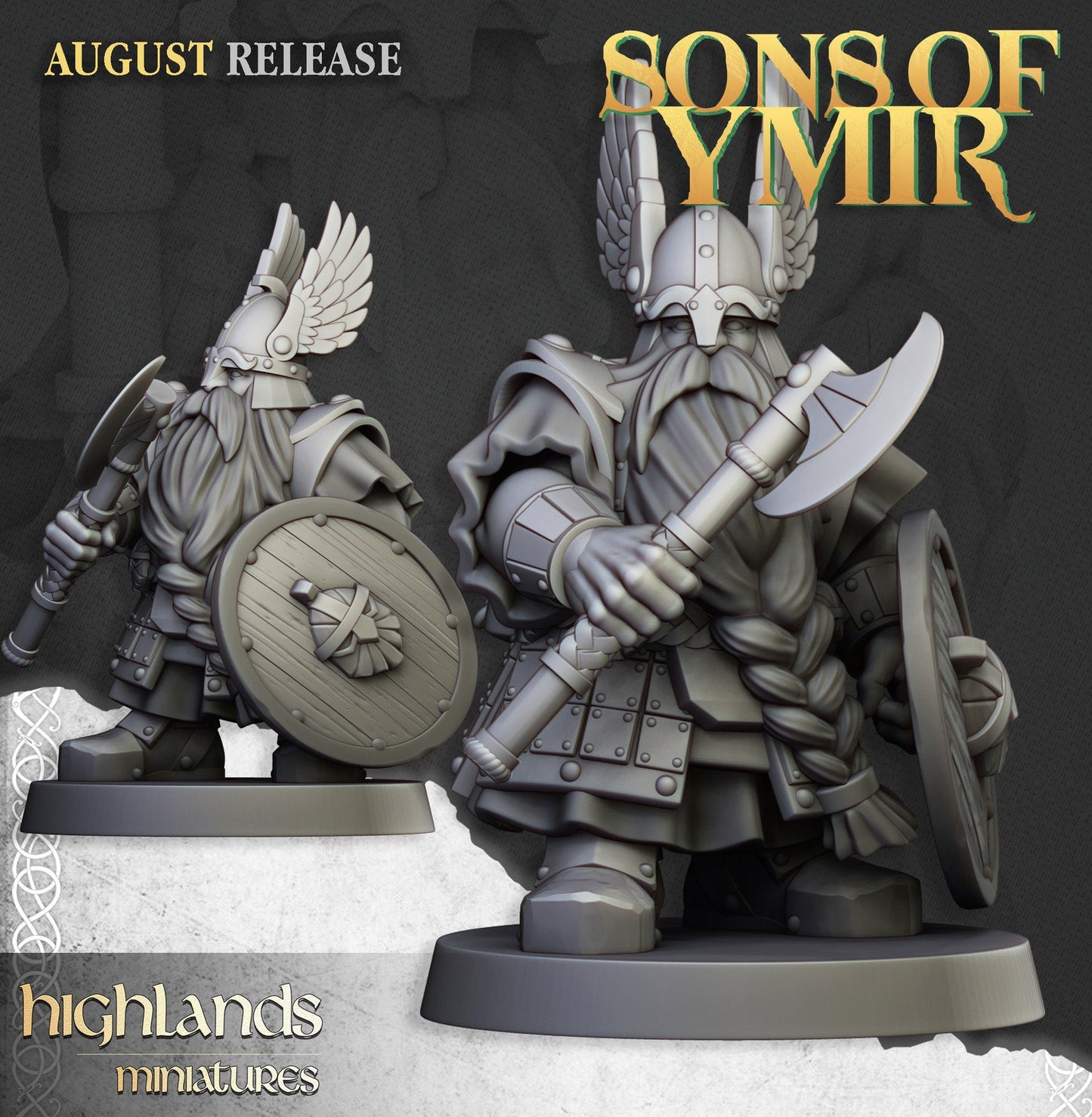 Dwarf Veteran Warriors with Axes & Shields | Sons of Ymir | Highland Miniatures