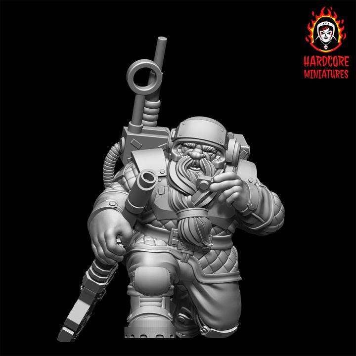 Retro Space Dwarf Veterans Squad | 20 Elite Troopers with Lasguns | Hardcore Miniatures