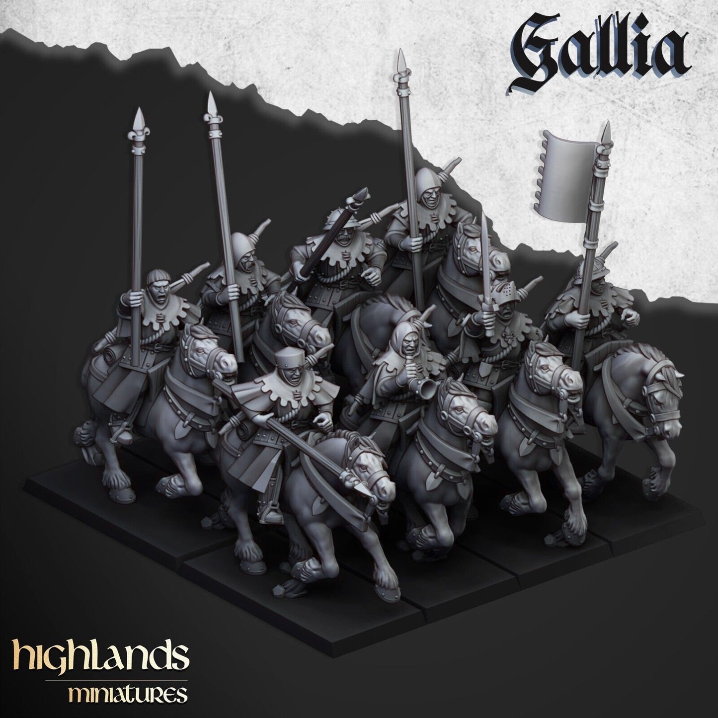 Mounted Men at Arms of Gallia | Gallia Army Collection | Highland Miniatures