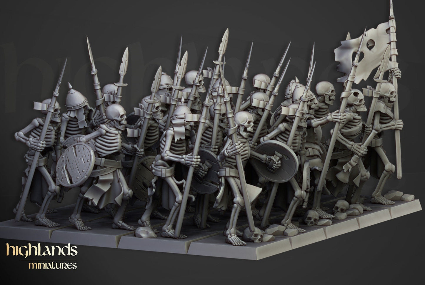 Transilvanya Skeleton Warriors with Spears | Transilvanya Army Collection | Highland Miniatures
