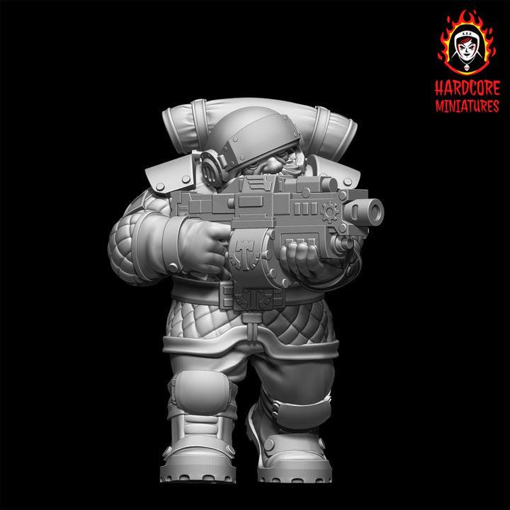 Retro Space Dwarf Veterans Squad | 20 Elite Troopers with Bolters | Hardcore Miniatures
