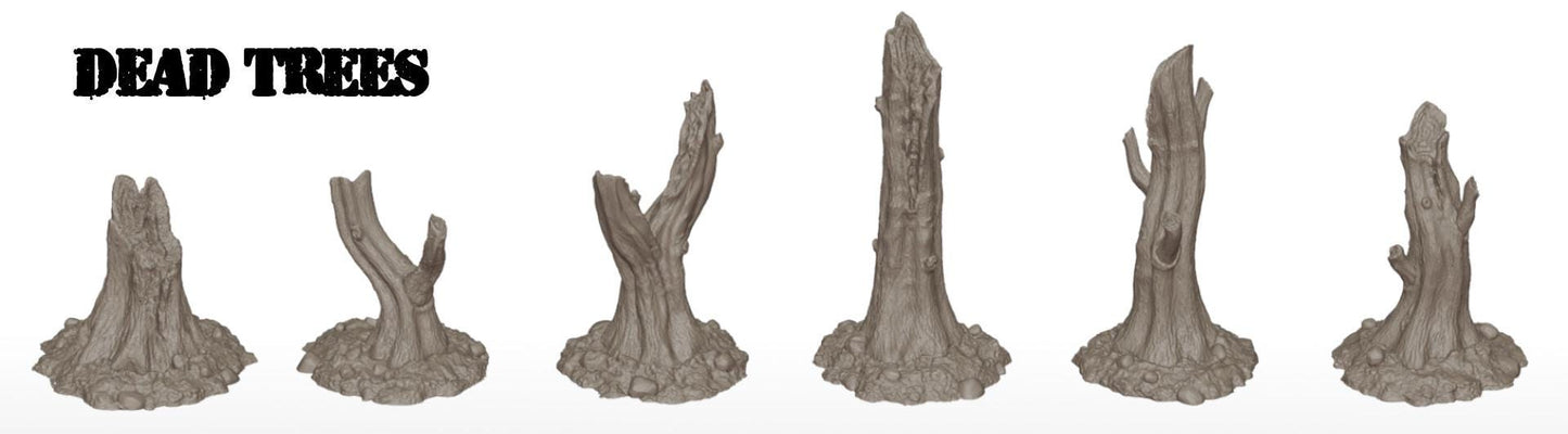 Dead Tree Stumps - Pack of 6 - Scatter Terrain for Wargaming