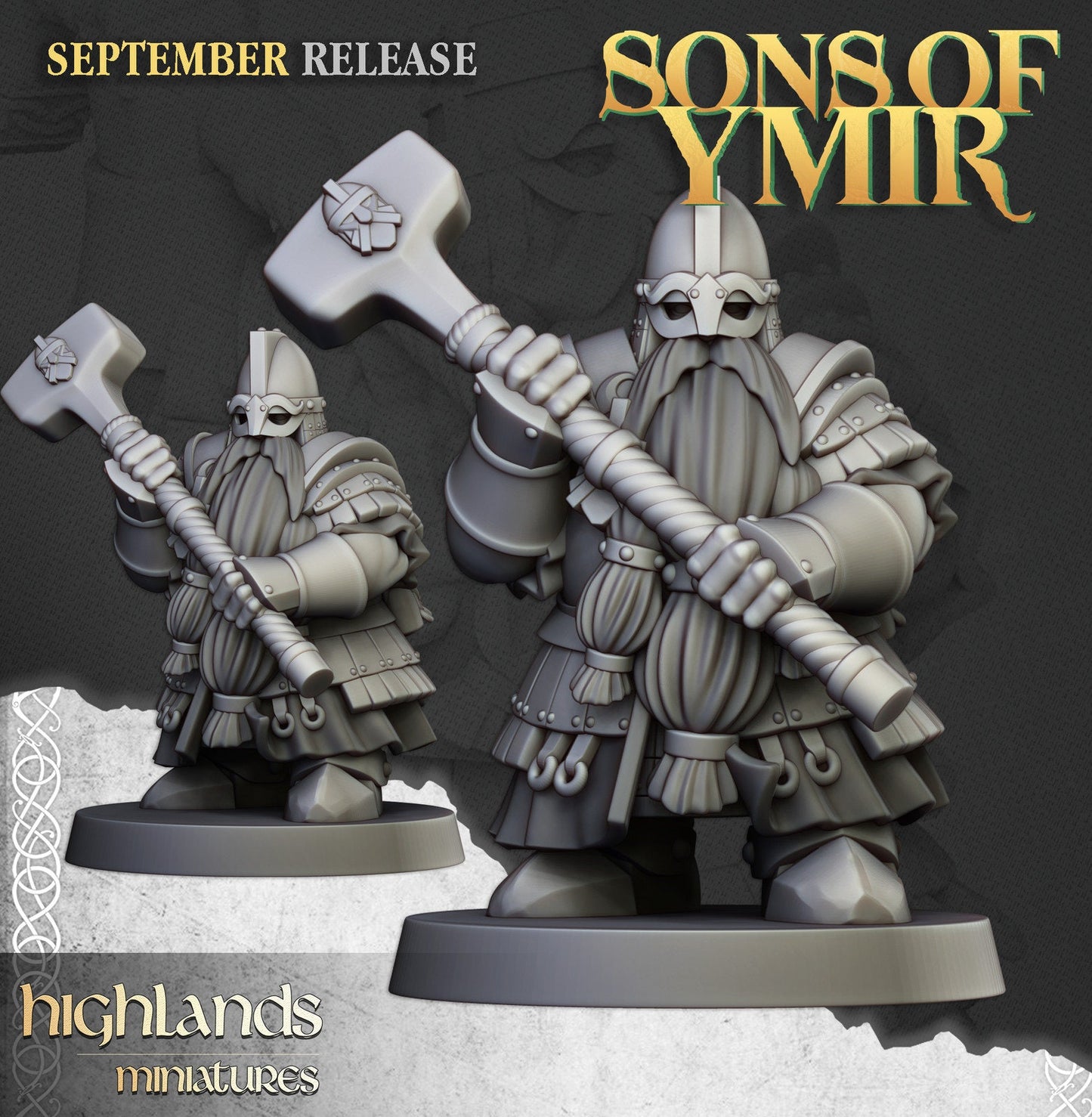 Dwarf Kingsguard with Two-Handed Hammers | Sons of Ymir | Highland Miniatures