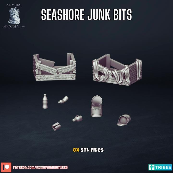 Polluted Seashore Scatter & Basing Bits | Post-Apocalyptic Coastal Wargaming Terrain | Admiral Apocalypse